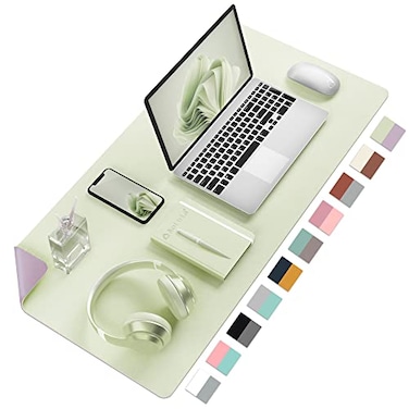Aothia DoubleSided PU Leather Desk Pad NonSlip Large Mouse Pad Desk Mat for Office Home Waterproof Easy to Clean Durable DualSided Surface 315 x 157 Matcha Green