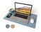 RENMTURE DualSided Mouse Pad Natural Cork PU Leather Large Desk Pad for Office and Home Work Desk Protector NonSlip Waterproof Easy Clean Blue Gray 236 x 137
