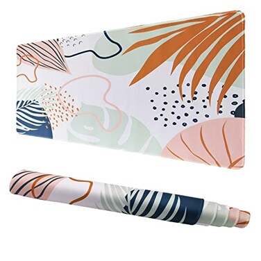 COUKASO Desk Pad Large Mouse Pad Keyboard Pad Big Office Accessories Mouse Pad for Computer Laptop Waterproof Mouse Mat Desk Pad for Home Office Working Writing Gaming Abstract Tropical Leaf
