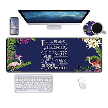 Log Zog Desk Pad Mat Gaming Mouse Pads with Coasters 315x118 Large XXL NonSlip Rubber Base Mousepad with Stitched Edges for Work Gaming Office Home Christian Bible Verse Jeremiah 2911