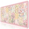 iCasso Pink Desk Mat for Keyboard and Mouse Large Mouse Pad Floral Desk Pad AntiSlip XXL Big Mousepad with Stitched Edges for Computer