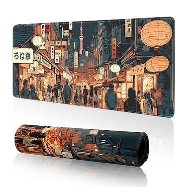 Kmtpeds Japanese Street Gaming Mouse Pad LargeAnime Mouse Pad Gaming Mouse Mat Desk Pad315 x 118 Desk Mat Anime Mouse Pads for DeskExtended Keyboard Mousepad with NonSlip Base and Stitched Edge