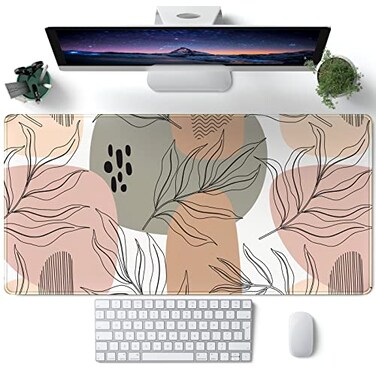 CYZFF Boho Abstract Large Mouse Pad Brown Grey Pink Aesthetic XL Mouse Pad Gaming Mousepad XXL Long Keyboard Mat 315X157 Desk Accessories for Women Girls