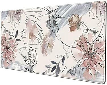 LuckyCow Desk Mat Abstraction Hand Painted Flowers Extended Gaming Mouse Pad 315x1575 in Cute Large NonSlip Rubber Base Mousepad with Stitched Edges Keyboard Mouse Mat Desk Pad for Game Office