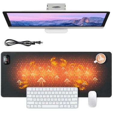 Bublonics Heated Mouse Pad Warm Desk PadHeated Large Desk Mat with 3 Levels HeatingGaming Mouse Pad Foot Warmer Pad for Home OfficeUpgrade VersionBlack315 x 13