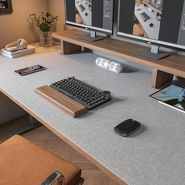 DAWNTREES Large Felt Desk Mat472x 236NonSlip Desk Pad for Office and Home120x60cm Full Table Mouse PadKeyboard Mats for DeskDesktop ProtectionLight Gray