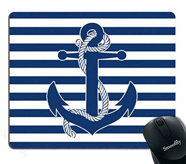 Smooffly Mouse Pad Custom Retro Nautical Anchor Personalized Design NonSlip Rubber Mousepad