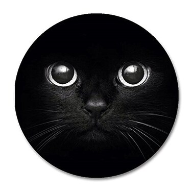Smooffly Cat Mouse Pad Cute Black Cat Face Mousepad with Rubber 20cm