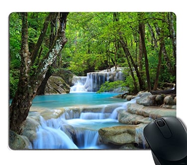 Smooffly Gaming Mouse Pad CustomWaterfalls Creek Landscape Trees Waterfall Stones NonSlip Thick Rubber Mouse pad95 X 79 Inch 240mmX200mmX3mm