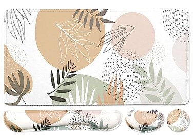 WB WEIRDBEAST Keyboard Mouse Pad Set Extended Mouse PadKeyboard Wrist Rest Support Memory Foam Ergonomic Easy Typing 4Pcs 354157 in Desk Pad Set for Home Office Study Game Minimalist