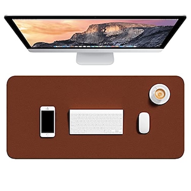 Hsurbtra Desk Pad 30 x 14 PU Leather Desk Mat XL Extended Mouse Pad Waterproof Desktop Blotter Protector NonSlip Ultra Thin Large Laptop Keyboard Writing Mat for Office Home Brown