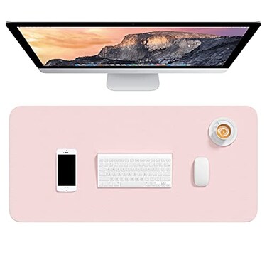 Hsurbtra Desk Pad 30 x 14 PU Leather Desk Mat XL Extended Mouse Pad Waterproof Desktop Blotter Protector NonSlip Ultra Thin Large Laptop Keyboard Writing Mat for Office Home Pink
