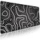 Pixiecube Minimalist Topographic Map Mouse Pad Contour Extended Large Stitch Edge Mousepad Black White NonSlip XXL Gaming Desk Mat
