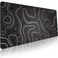 Pixiecube Minimalist Topographic Map Mouse Pad Contour Extended Large Stitch Edge Mousepad Black White NonSlip XXL Gaming Desk Mat