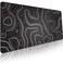 Pixiecube Minimalist Topographic Map Mouse Pad Contour Extended Large Stitch Edge Mousepad Black White NonSlip XXL Gaming Desk Mat