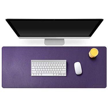 Mydours 38x16 Large Desk Pad Purple Desk Mat XL PU Leather Desk Mat for Workspace Decor Durable Keyboard Mouse Pad for Home Office Writing Gaming Purple