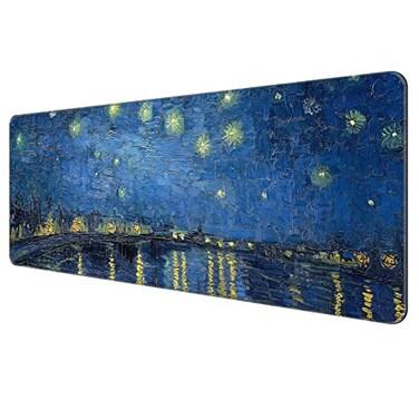 Dynippy Thin Extended Gaming Mouse Pad 315 118 008 inch with Stitched Edges Large Mousepad Long XXL Keyboard and Mouse pad Desk Mat for Gaming Office Home Starry Night Over the Rhone