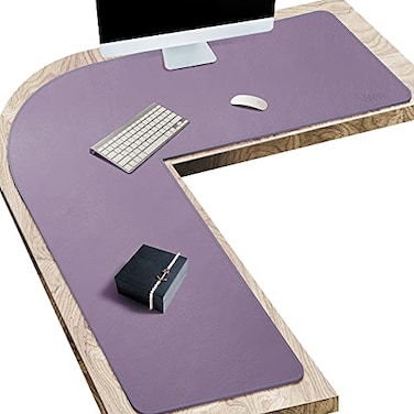 Vyaaa LShaped Leather Desk Pad Two Tone Gaming Mouse Pad for Corner Desk Mat Office and Home 43 x 43 x 157 InchPurple