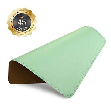 Besezx PU Leather Mouse Pad With Stitched Edge MicroFiber Base NonSlip Waterproof for Computers Laptop 8x11 Inch Natural Green