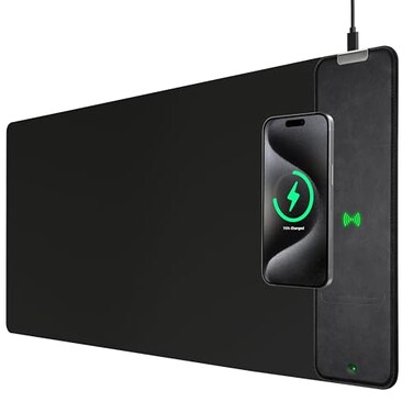 wireless future charger Gaming Mouse Pad Wireless Charging Mouse Pad Gaming 315x118 Large Desk Mat for LaptopComputerKeyboard Waterproof Smooth Surface NonSlip Base Black