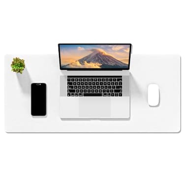 Auhoahsil Felt Desk Mat Minimalist Large Mouse Pad XL 315 x 118 in Desk Matt for Desktop Keyboard Laptop Computer Office Work from Home Gaming White