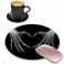 ZOXOHO Round Mouse Pad and Coasters Set Xray Bones of Hands Making The Sign Love Heart Design Mouse Pad NonSlip Rubber Base Mouse Pads for Laptop and Computer Cute Design Desk Accessories