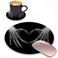 ZOXOHO Round Mouse Pad and Coasters Set Xray Bones of Hands Making The Sign Love Heart Design Mouse Pad NonSlip Rubber Base Mouse Pads for Laptop and Computer Cute Design Desk Accessories