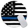 Amcove Black Flag with Police Line Mouse PadBack The BlueAmerican FlagThin Blue Line Office Desk DecorComputer AccessoriesRound Mouse Mat