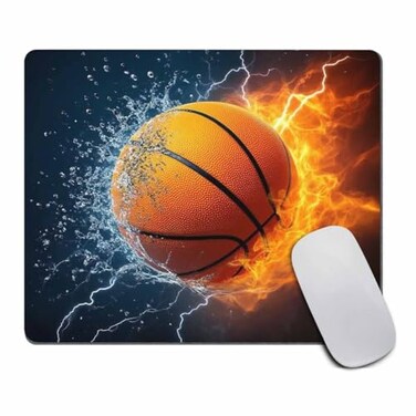 Amcove Flaming Basketball Fire and Water Design Customized Rectangle NonSlip Rubber Mousepads Gaming Mouse pad 95 X 79 Inch 240mmX200mmX3mm