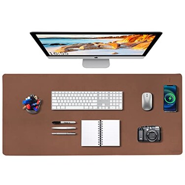 Zakia Desk Mat Wireless Charging Mouse Pad Large 32x16 Journey Desk Pad Mat with Wireless Charger Waterproof Leather Computer Mat with Phone Charger Mousepad NonSlip for Keyboard and Mouse