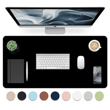 Bloss Leather Desk Pad Mouse Pad NonSlip Desk Protector Mat Leather Desk Blotter Computer Desk Pad Waterproof Desk Mat for Home Office and Decor Black 315157 Inches