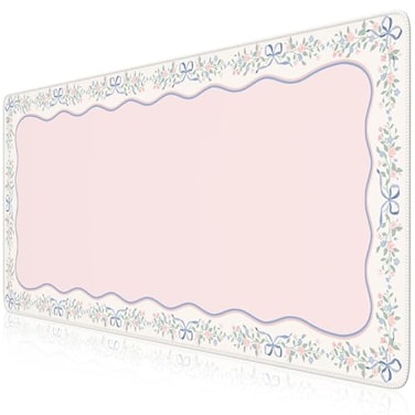 HAOCOO Cute Girly Computer Mat Pink Bow XXL Mouse Pad for Gaming Office NonSlip Waterproof Desk Matt for Desktop Aesthetic Home Desk Accessories Desk Pad Protector with Stitched Edges