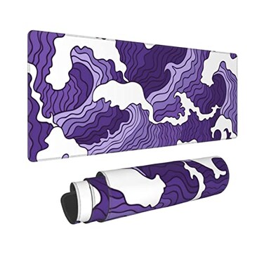 VVGETE Japanese Purple Wave Large Mouse Pad XL Extended Gaming Mouse Pad Mat Desk Pad with Stitched EdgeFull Desk Mousepad for OfficeComputerKeyboard 315 X 118 Inch Japanese Purple White Wave