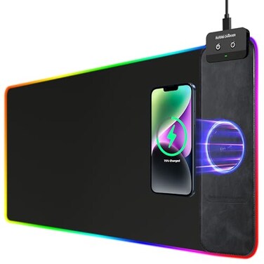wireless future charger Gaming Mouse Pad Wireless Charging Mouse Pad Gaming 315x118 Large RGB Desk Mat for LaptopComputerKeyboard 9 Light Modes Waterproof Smooth Surface NonSlip Base Black