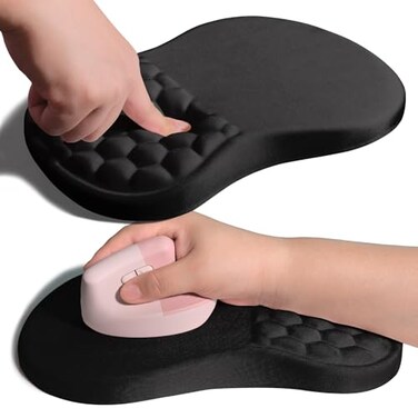 Armanza Ergonomic Joint Wrist Support Mouse Pad with Memory Foam Cushion Massage Bump Carpal Tunnel Pain Relief Mousepad Slope Design for Wrist Rest 118x79 in Black