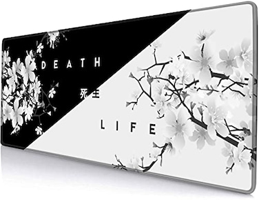 SANWUMIAN Gaming Mouse Pad Large Mouse Pads for Desk NonSlip Rubber Base Mousepad Keyboard Mouse Mat Desk Pad with Stitched Edges 315x118 inch Sakura Death Life Floral