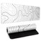llzdeuan White Big Mousepad for Gaming Large Topographic Map Washable Desk Pad with Stitched Edge Office Supplies and Decor 315x118 Computer Keyboard Protector