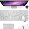 llzdeuan White Big Mousepad for Gaming Large Topographic Map Washable Desk Pad with Stitched Edge Office Supplies and Decor 315x118 Computer Keyboard Protector
