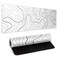 llzdeuan White Big Mousepad for Gaming Large Topographic Map Washable Desk Pad with Stitched Edge Office Supplies and Decor 315x118 Computer Keyboard Protector