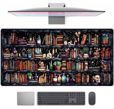 TENG DA QING Desk Mat Forest Library Book Mouse Pad Big Desk Pad XXL Extended Gaming Large Mouse Pad for Desk Rubber Base Mousepad with Stitched Edges Keyboard Mouse Mat for Work Game Office Home 315x