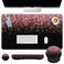 Britimes Rose Gold Pink Keyboard Mouse Pad Set Black Golden 4in1 Large MousepadKeyboard Wrist RestMouse Wrist RestCoaster Ergonomic Design for Home Office Computer 354x157 inches