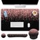 Britimes Rose Gold Pink Keyboard Mouse Pad Set Black Golden 4in1 Large MousepadKeyboard Wrist RestMouse Wrist RestCoaster Ergonomic Design for Home Office Computer 354x157 inches