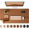 Aothia DoubleSided Desk Pad 378x17 Leather Desk Mat Eco Cork Desk Pad ProtectorLarge Mouse PadWaterproof Desk Blotter for OfficeHomeBrown