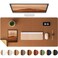 Aothia DoubleSided Desk Pad 378x17 Leather Desk Mat Eco Cork Desk Pad ProtectorLarge Mouse PadWaterproof Desk Blotter for OfficeHomeBrown