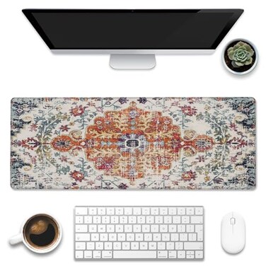 Gnhkmw Large Gaming Mouse Pad for DeskBoho Carpet Style Desk Mat for DesktopBoho Rug Desk Pad Extended Big Computer Keyboard Mouse Pad with NonSlip Base and Stitched Edges 315x118