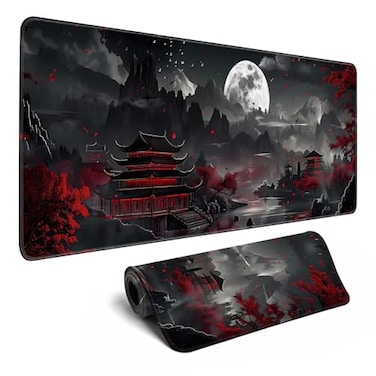 MiaVibte Japanese Desk Mat Riverside Full Moon Large Mouse Pad Gaming Mousepad Extended XL Keyboard Mat Computer Laptop Mouse Desktop Mat 315 X 118 Desk Decor