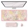 HAOCOO Cute Pink Desk Matt for Desktop Floral Mouse Pad with Stitched Edge Desk Protector Mat with NonSlip Rubber Base 354 x 157 Largr Computer Pad for Women Office