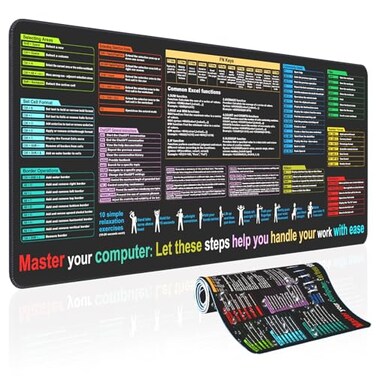 Mirspt Excel Cheat Sheet Desk padContains 9 Major Excel Function modulesLarge XL Size315 118 inchDesk mat for Keyboard and MouseWorkStudyGaming Mouse padWaterproofAntiSlip Large Mouse pad