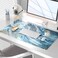 QIYI Large Desk Pad Keyboard Mouse Pad Desktop Decor Waterproof PU Leather Desk Cover Protector Desk Accessories for Office Home Work Writing Gaming 315 x 157 Blue Marble