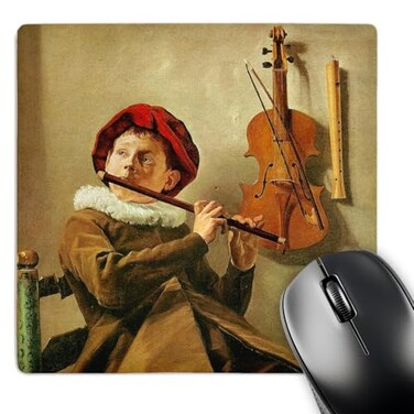 3dRose 3D Rose The Flute Player By Judity Leyster Boy Playing A Flute Violin Matte Finish Mouse Pad 8 x 8 mp1713361